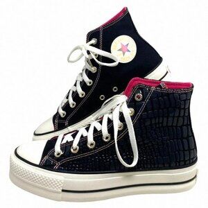 Converse Lift Platform Leather Canvas High Casual Women A06864C Pink Black Shoes